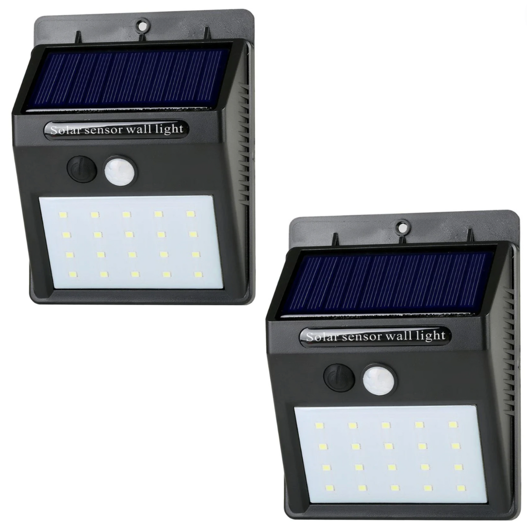 2 Focos Solares 20 Led Con Sensor Movimiento.