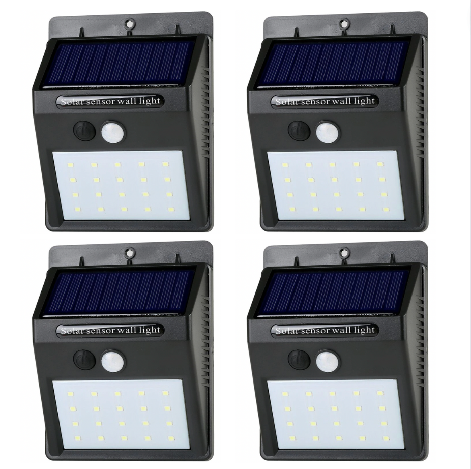 4 Focos Solares 20 Led Con Sensor Movimiento.